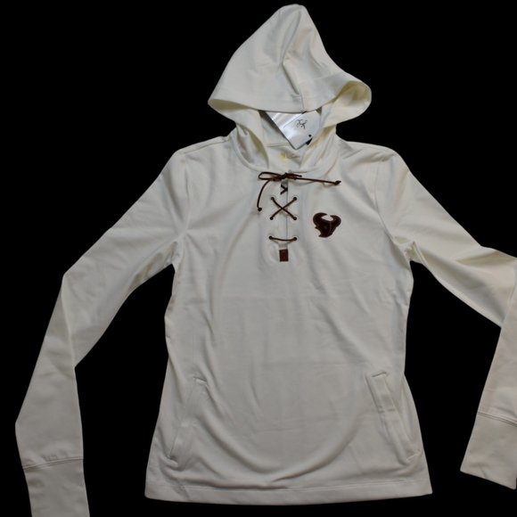 All Sport Couture NFL Womens Houston Texans Game-On Cream Hoodie New - Picture 2 of 7